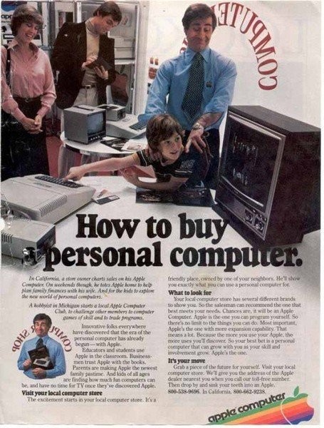 蘋果公司告訴你如何購買個人電腦。蘋果電腦廣告，1979年發(fā)布。