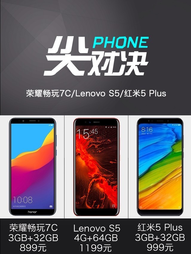 聯(lián)想S5、榮耀暢玩7C、紅米5 Plus對(duì)比評(píng)測(cè) 哪款更值得買？