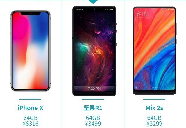 小米MIX2S、堅果R1、iPhone X對比導購 國產(chǎn)旗艦對決蘋果