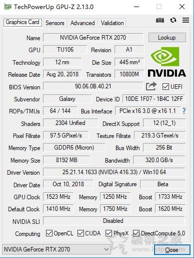 NVIDIA GeForce RTX2070顯卡全面評(píng)測(cè)：成功取代GTX1080
