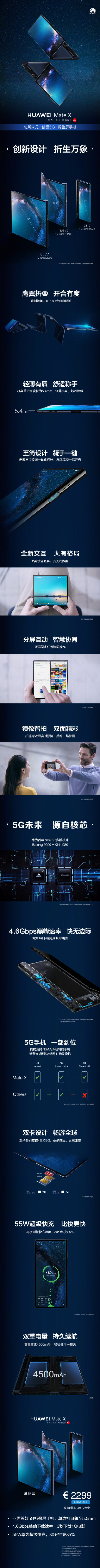 華為發(fā)布首款5G折疊屏手機：HUAWEI Mate X